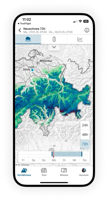 White Risk App New Snow Map