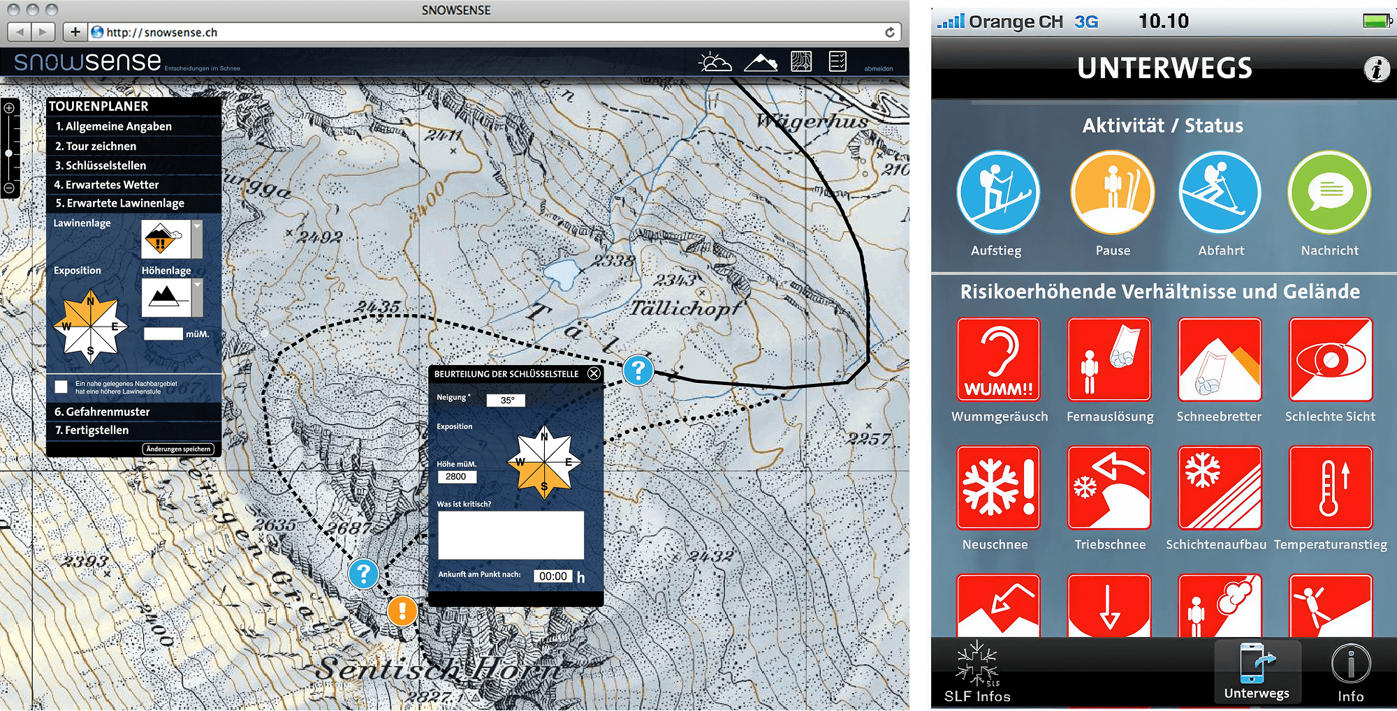 Web et app de l'événement SnowSense, où observations et décisions étaient saisies et transmises en route.