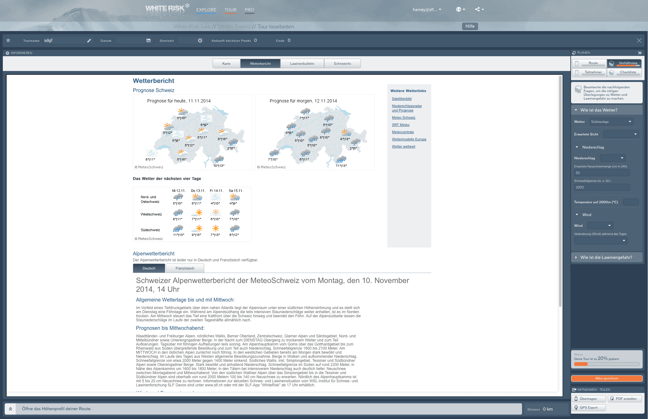Vecchio bollettino meteorologico alpino in White Risk
